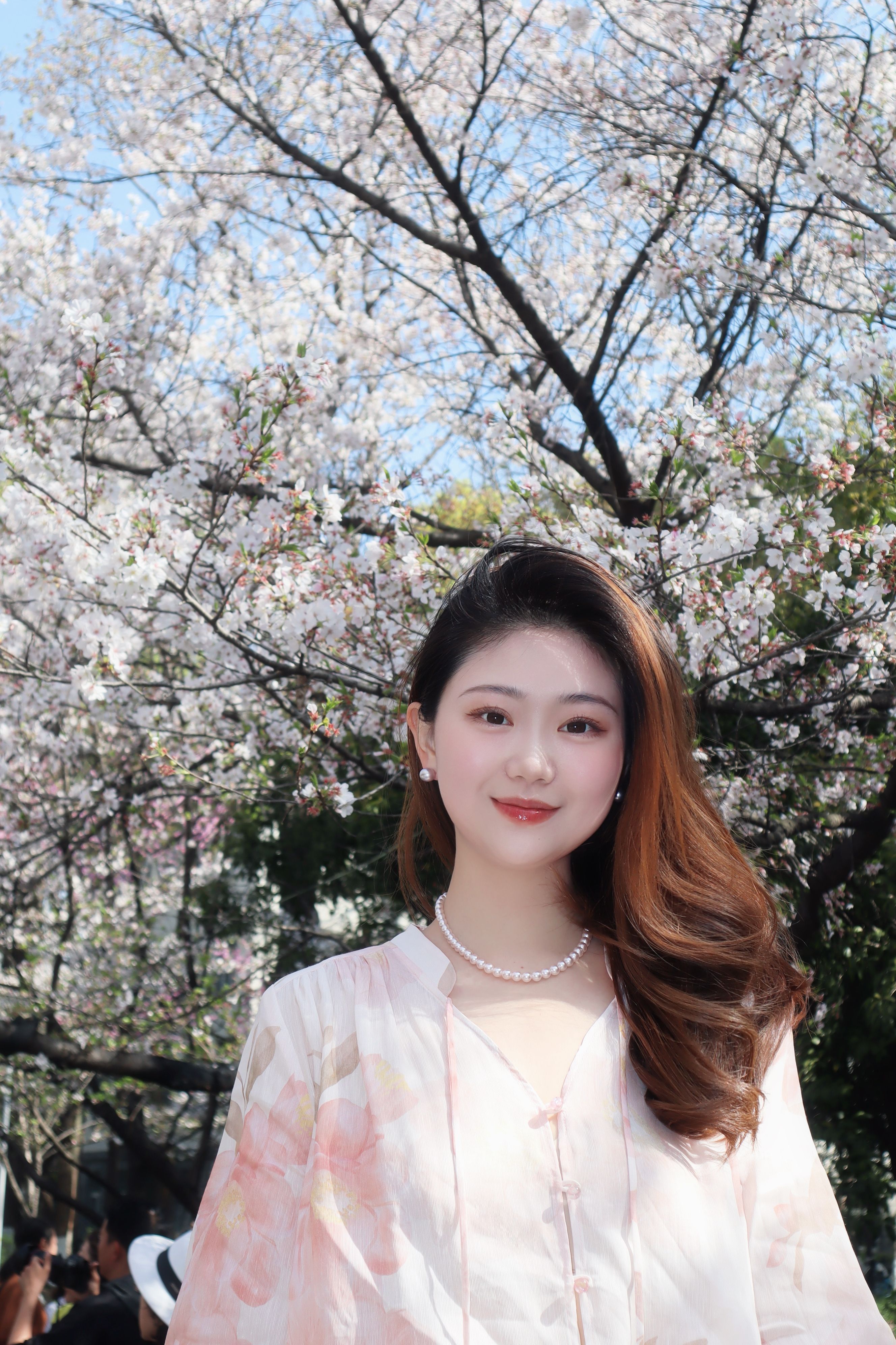 项链〡微光不语·樱花粉满串珍珠项链